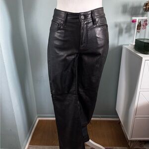GAP Women's Black Vegan Leather Boot Cut Jeans pants 4 P short